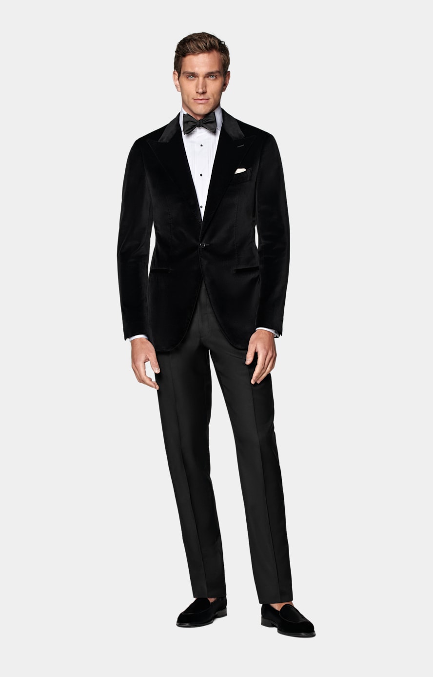 White Plisse Slim Fit Tuxedo Shirt