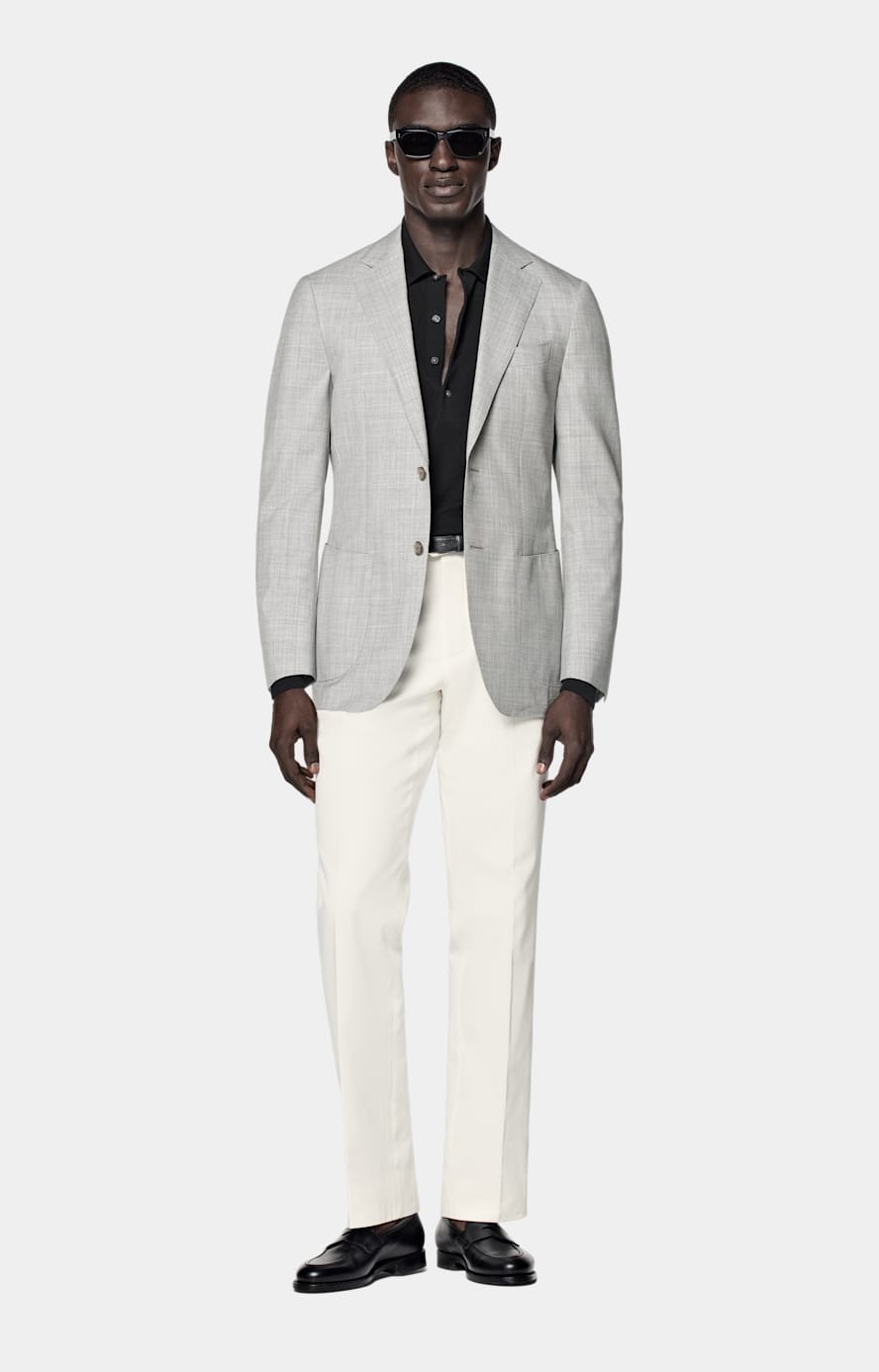 Light Grey Tailored Fit Havana Suit Jacket