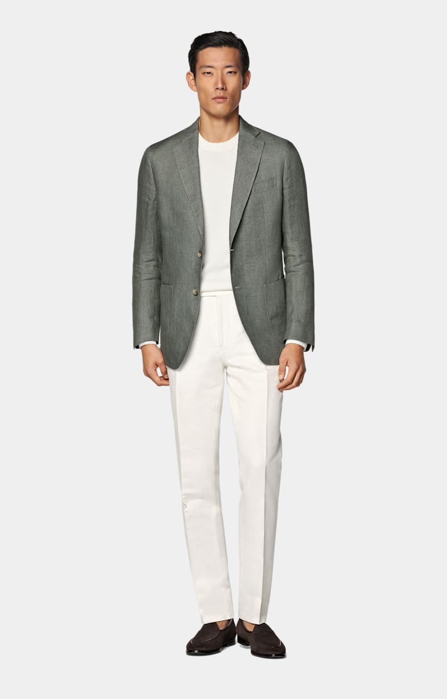 Mid Green Tailored Fit Havana Suit Jacket