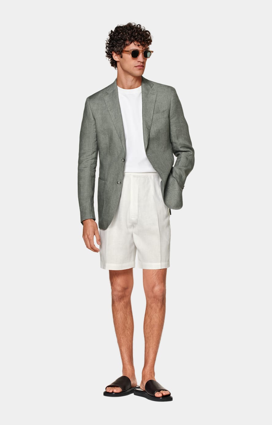 Mid Green Tailored Fit Havana Suit Jacket