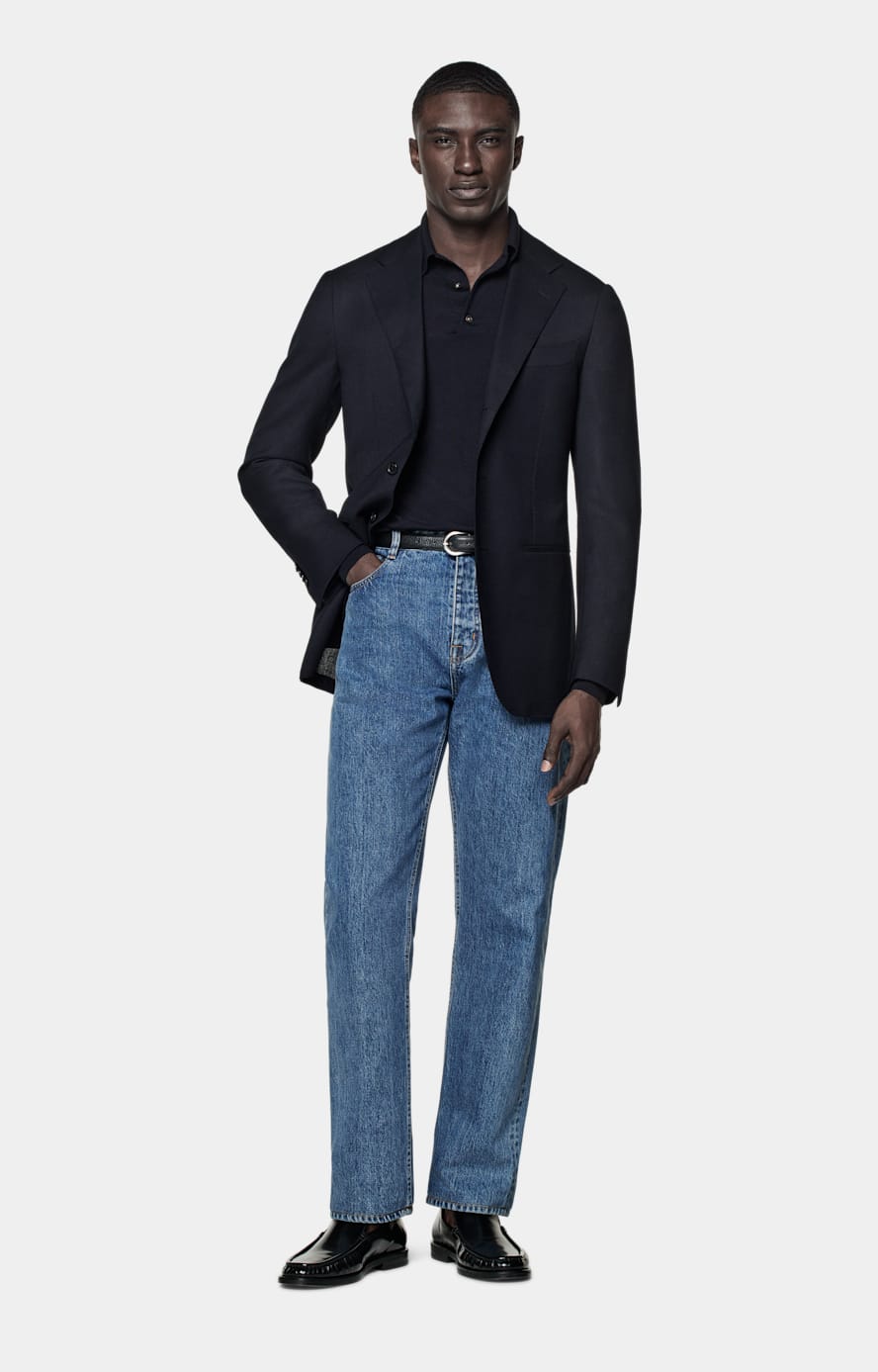 Navy tailored blazer online