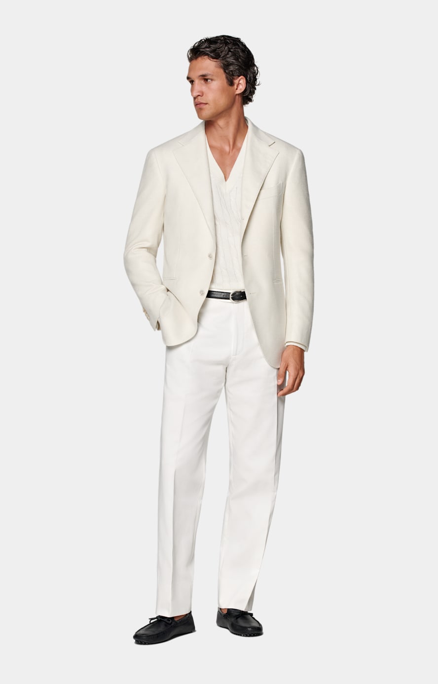 White wide leg suit sale
