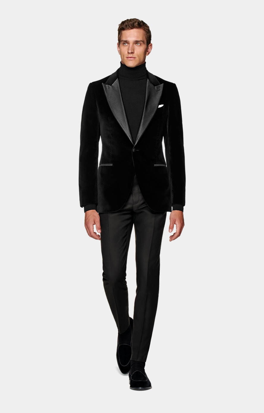 Black Slim Leg Straight Tuxedo Trousers in Pure S110 s Wool SUITSUPPLY SUITSUPPLY Liechtenstein
