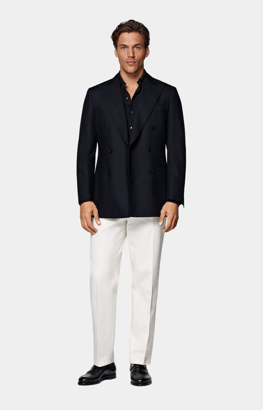 Navy Merino Long Sleeve Polo Cardigan
