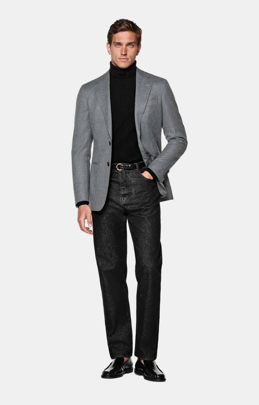 Mid Grey Tailored Fit Havana Suit Jacket