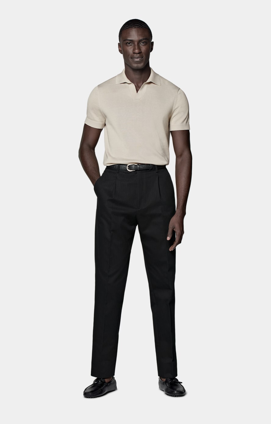 Sand Buttonless Polo