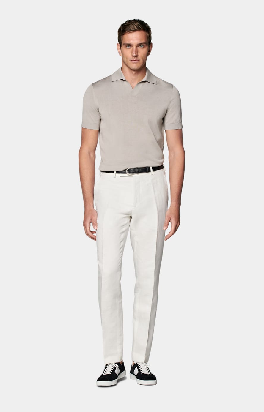 Light Taupe Buttonless Polo