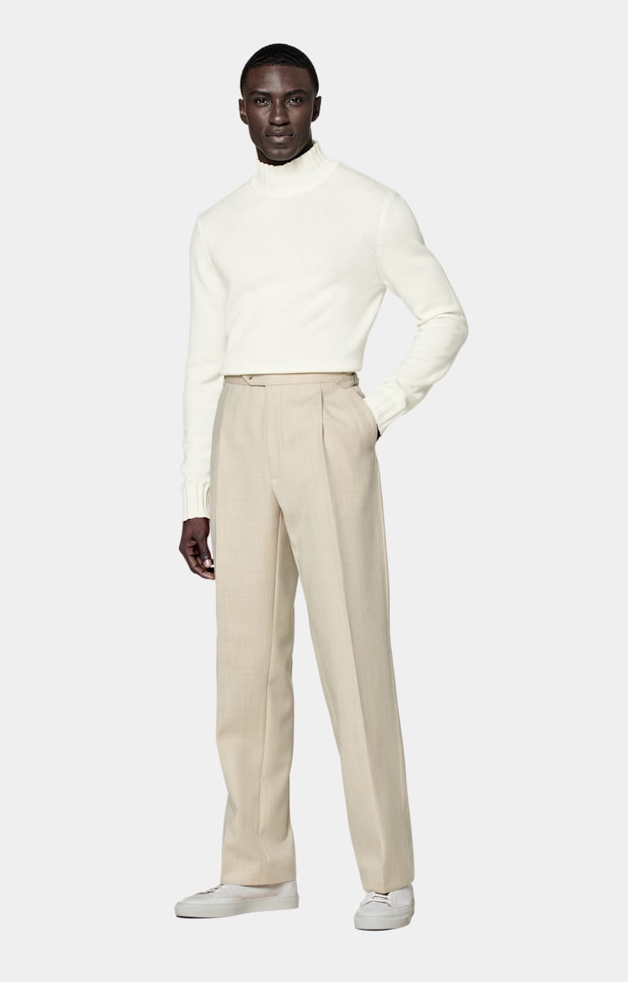 Off-White Mock Neck in Wool & Cashmere | SUITSUPPLY US