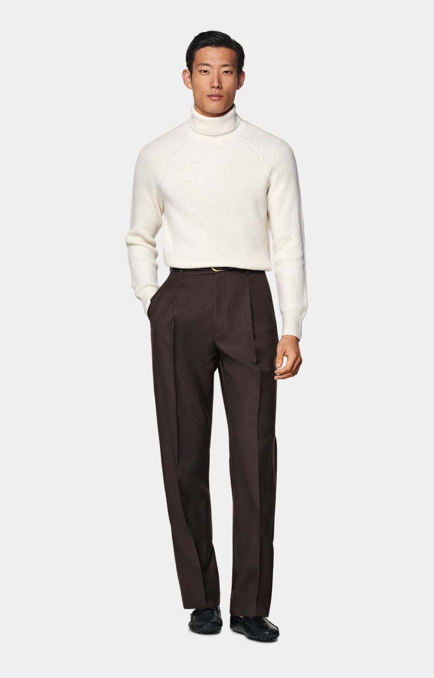 Off-White Merino Ribbed Turtleneck