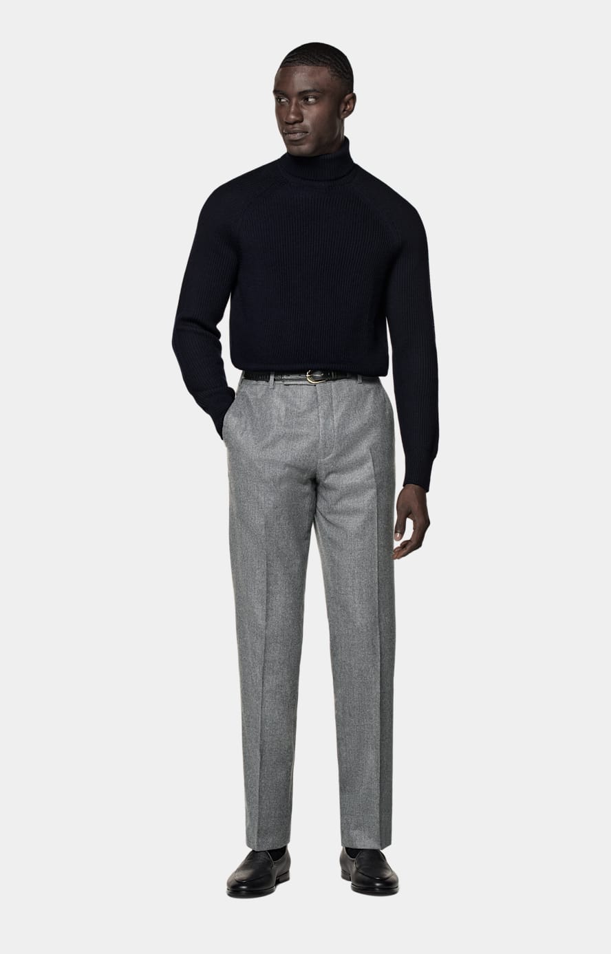 Navy Merino Ribbed Turtleneck