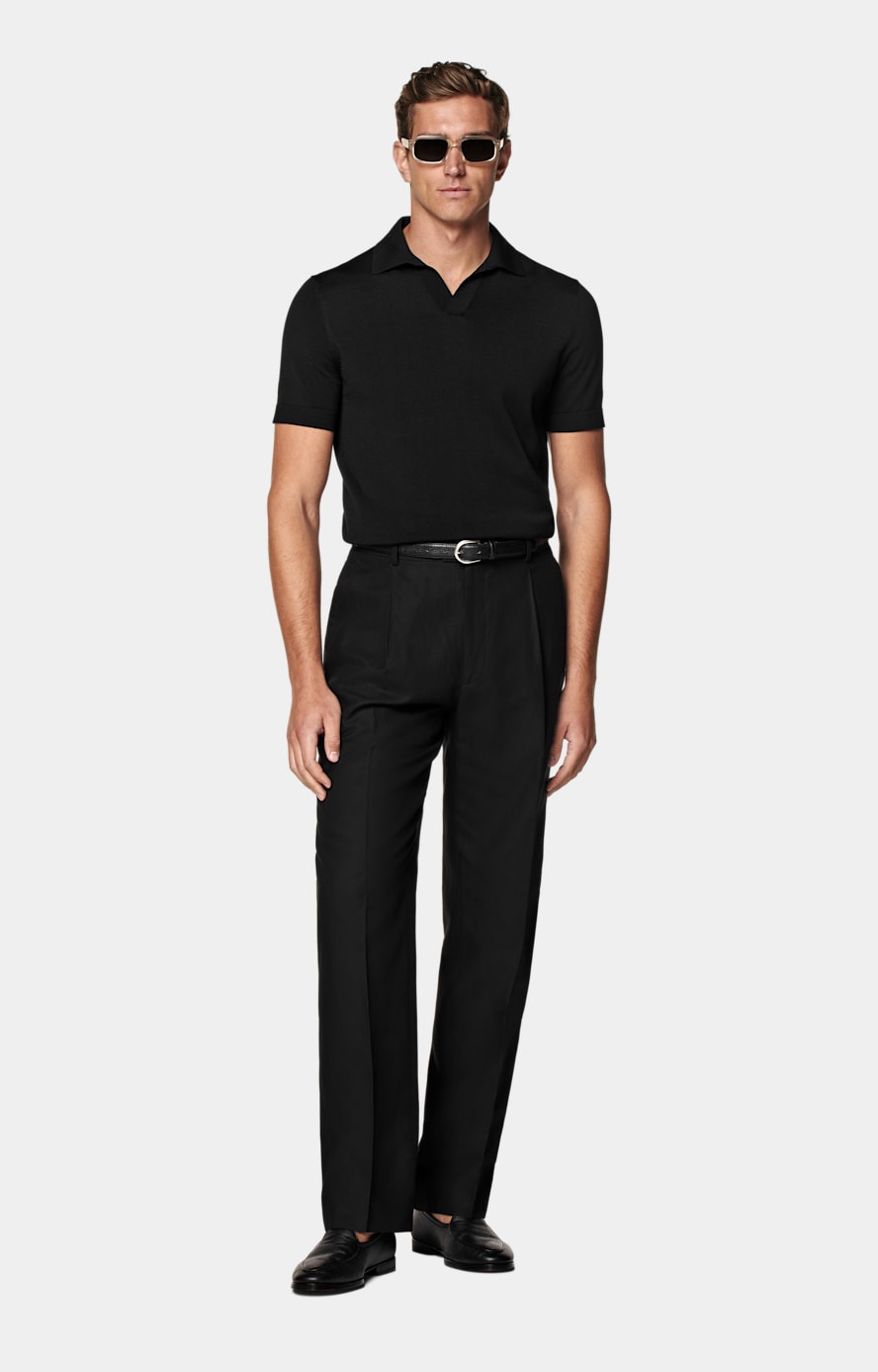 Black Buttonless Polo