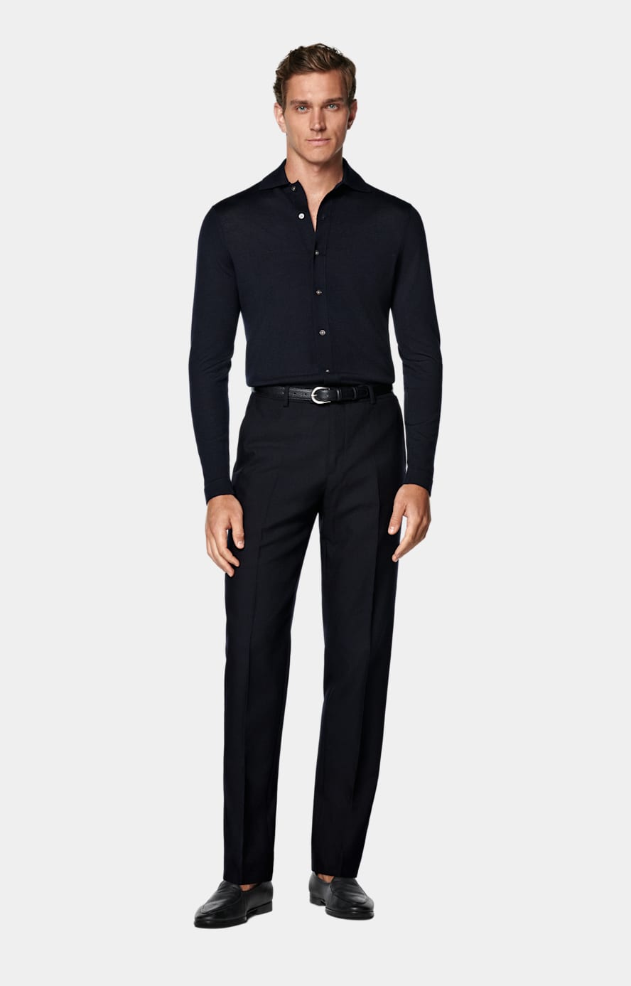 Merino Polo-Cardigan Langarm navy 