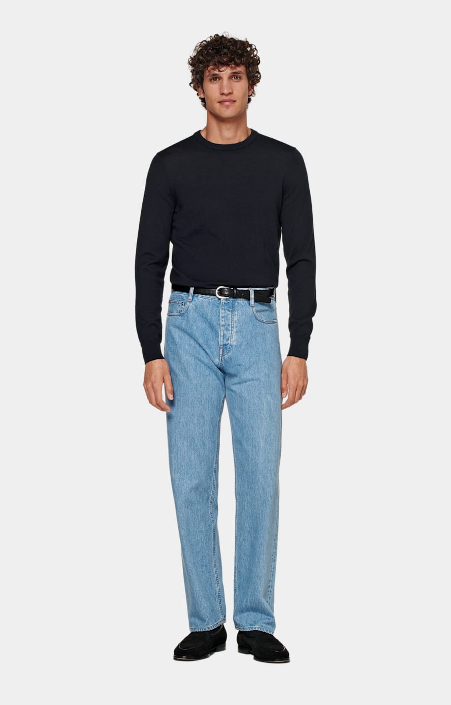 Light Blue Straight Leg Jeans