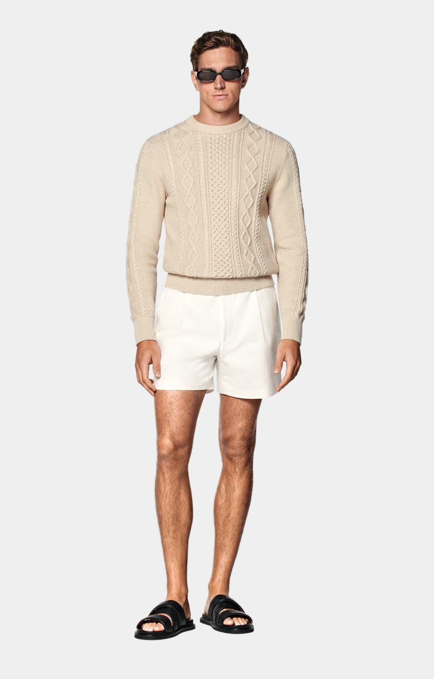 Light Brown Cable Crewneck