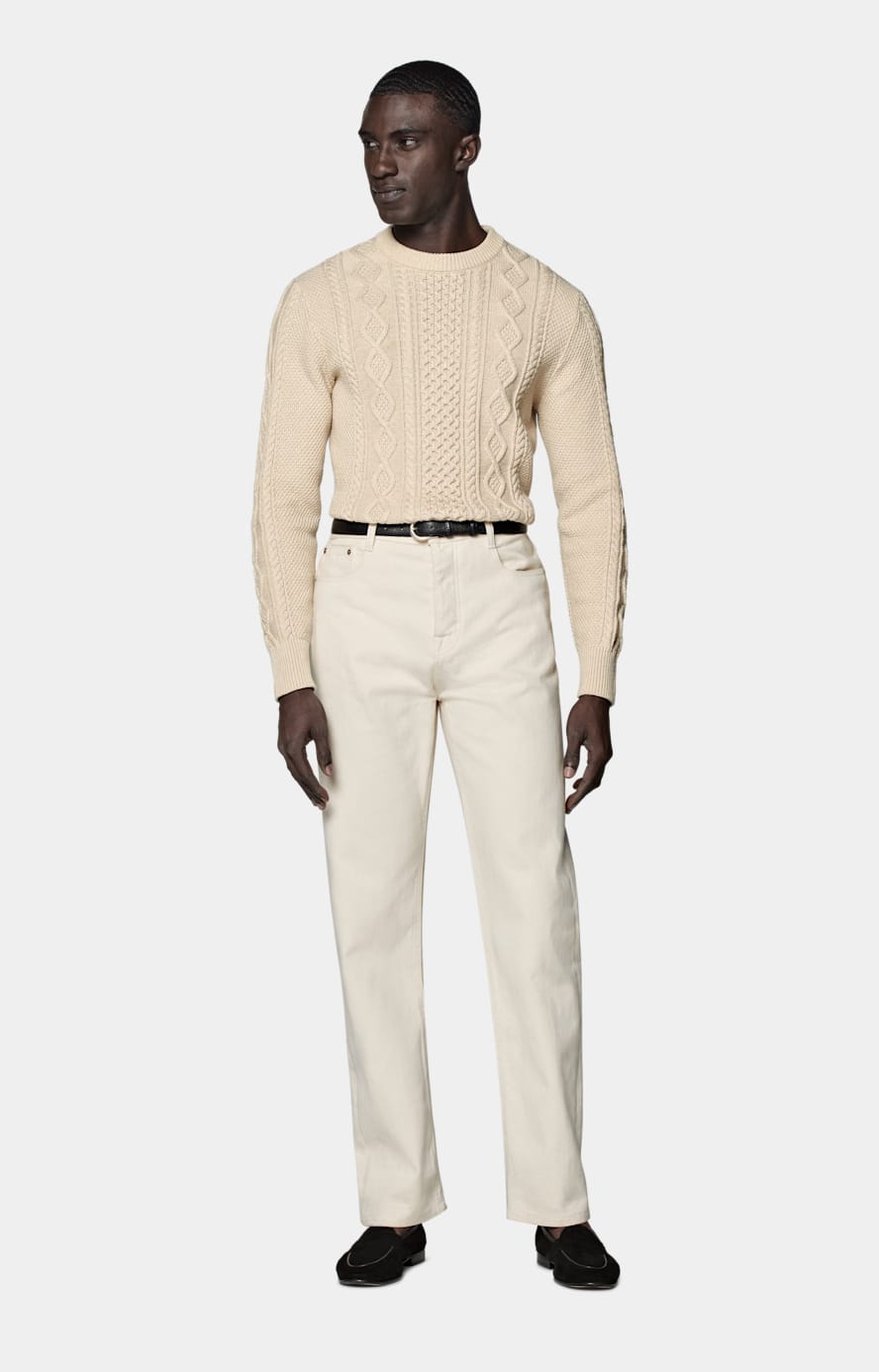 Light Brown Cable Crewneck