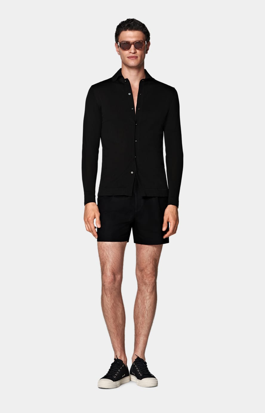 Black Long Sleeve Polo Cardigan