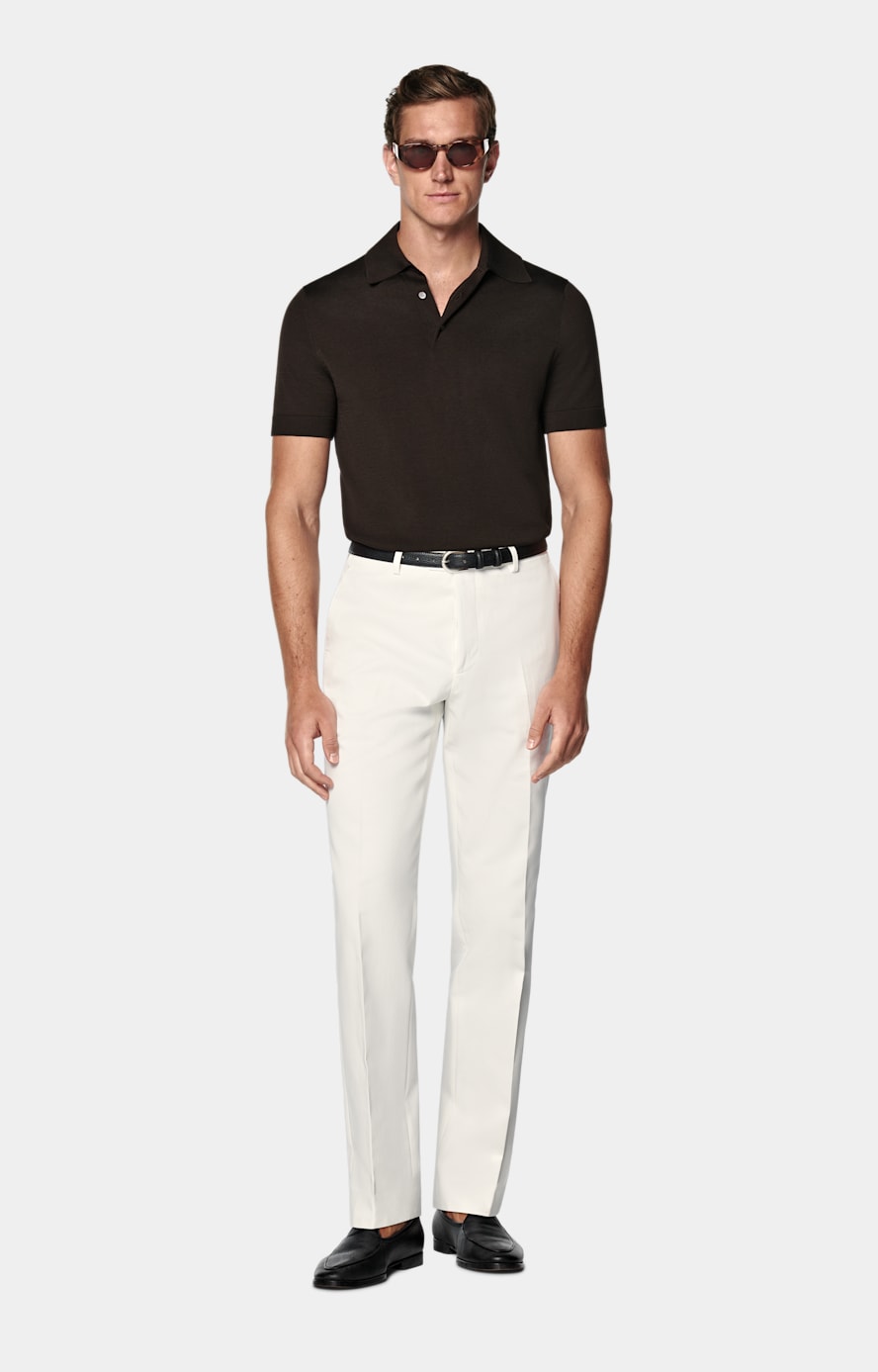 White and brown polo shirt cheap