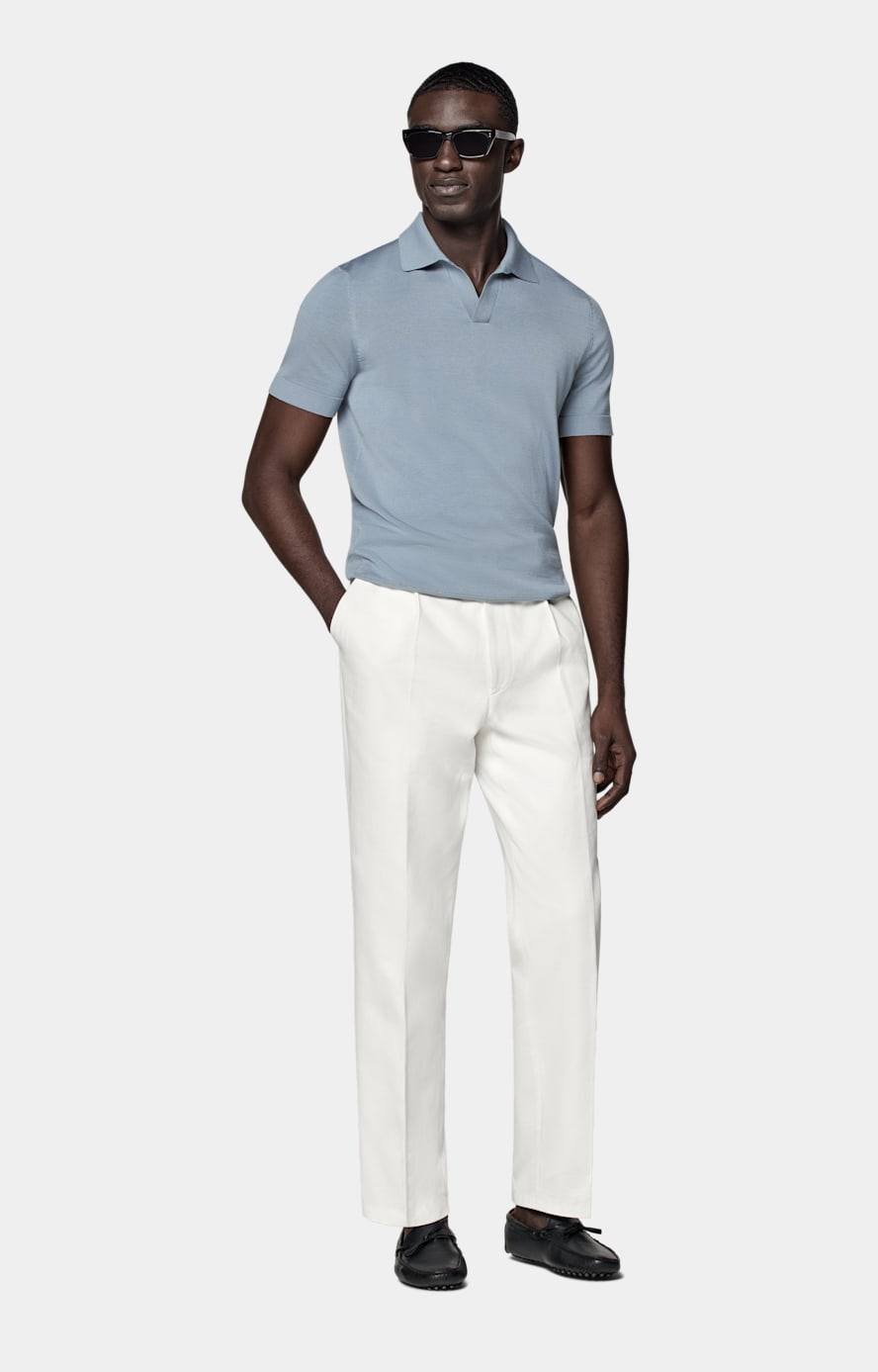 Light Blue Buttonless Polo