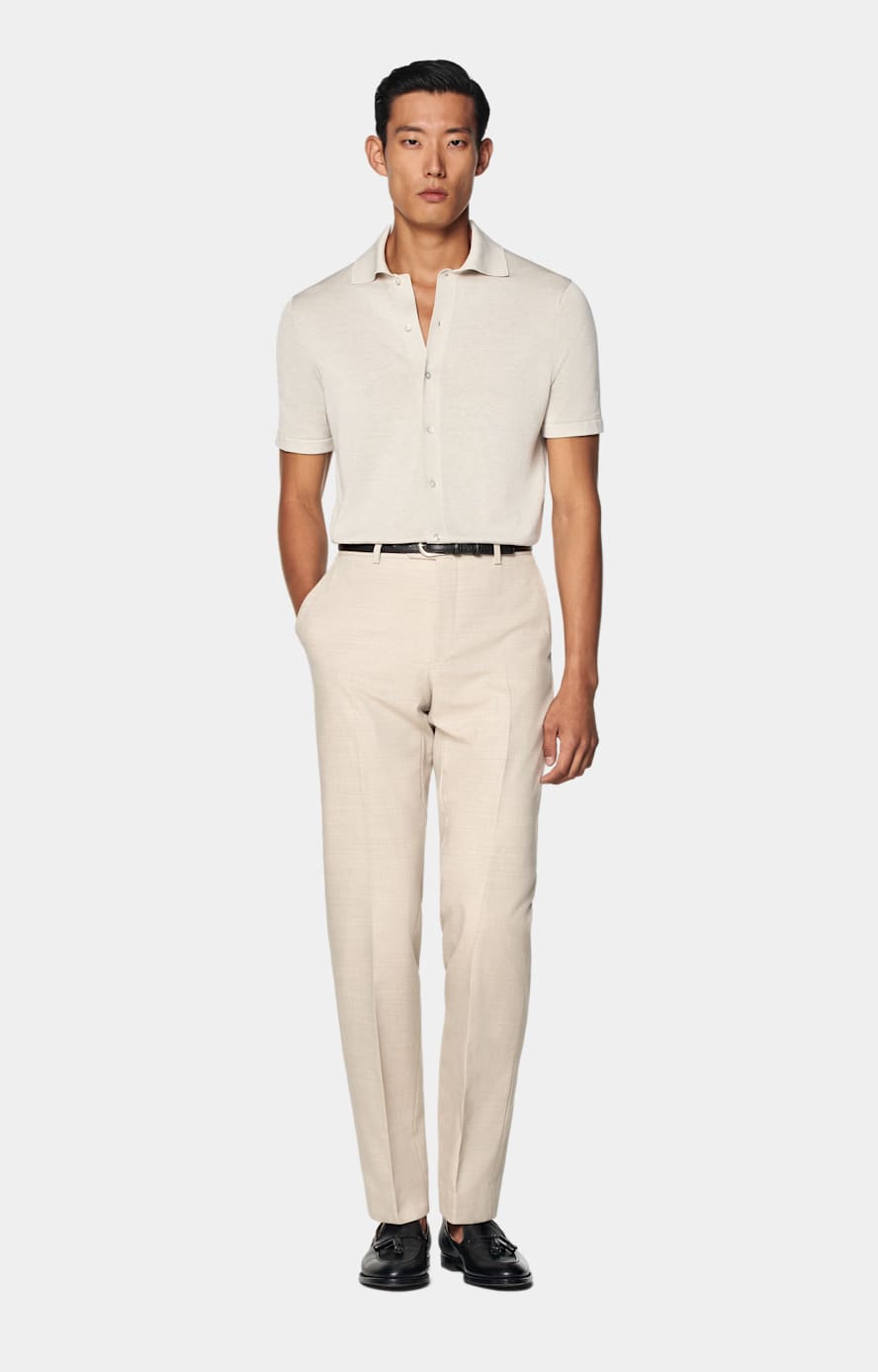 Sand Straight Leg Suit Trousers