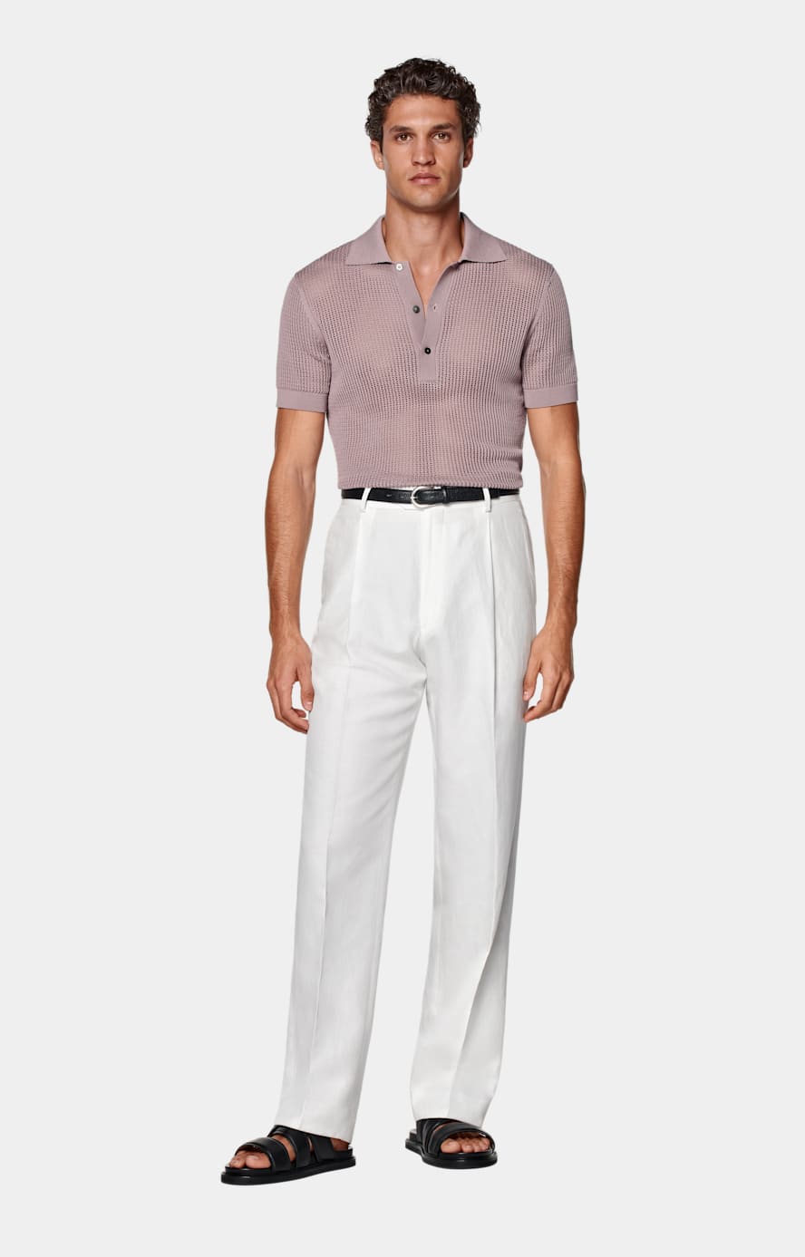 Crochet-Poloshirt purpur