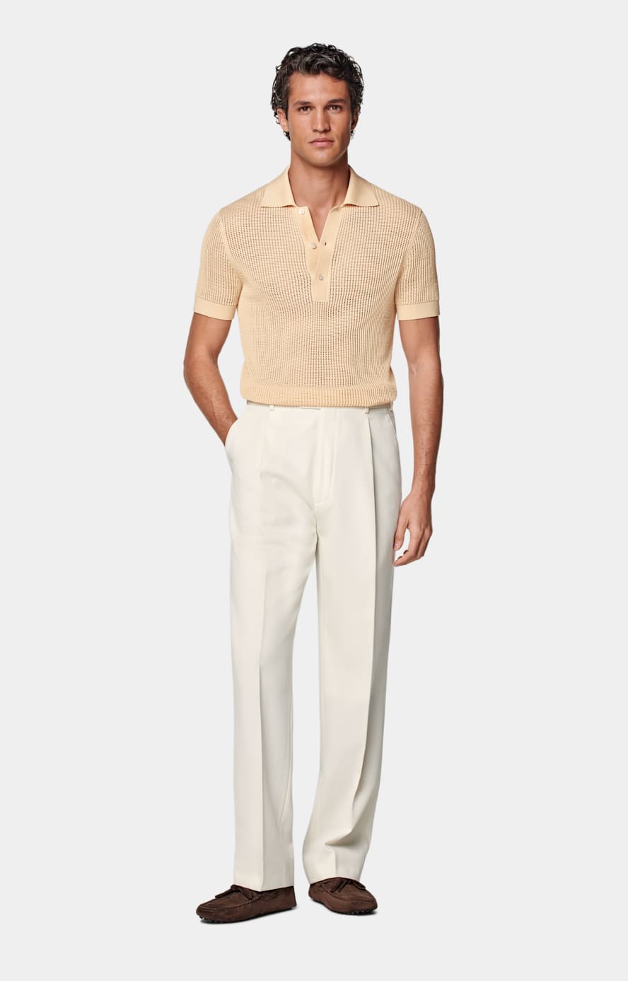 Light Yellow Crochet Polo