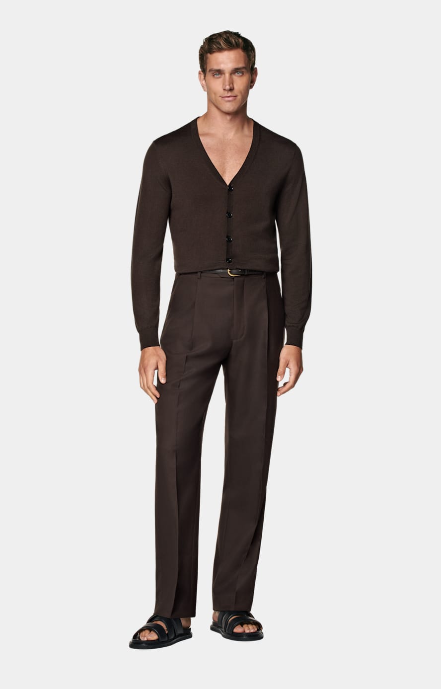 Mid Brown V-Neck Cardigan