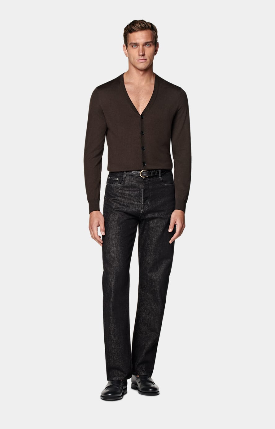 Mid Brown V-Neck Cardigan