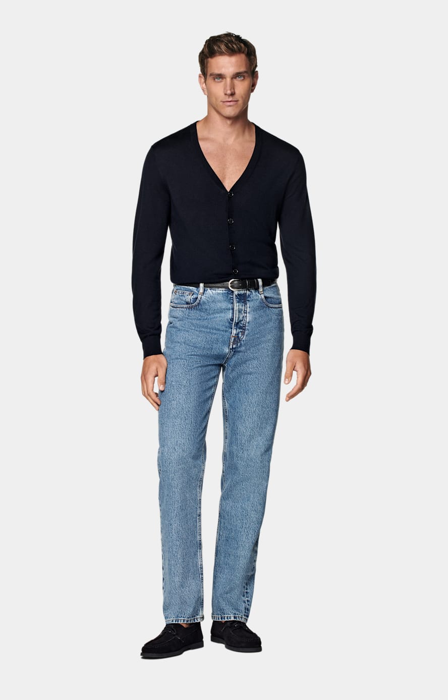 Navy V-Neck Cardigan