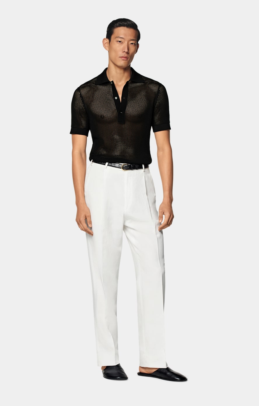 Black Crochet Polo