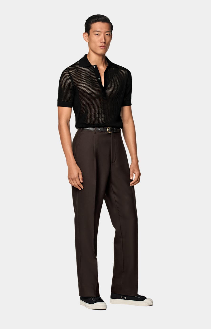 Black Crochet Polo