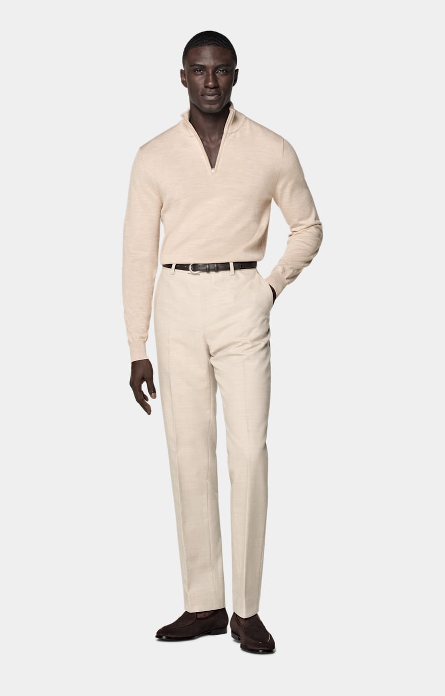 Sand Merino Half Zip