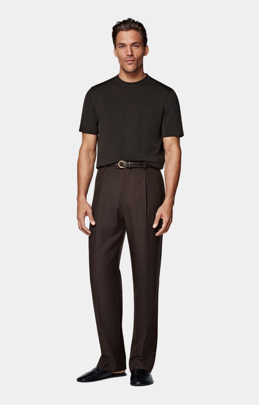 Dark Brown Short Sleeve Crewneck