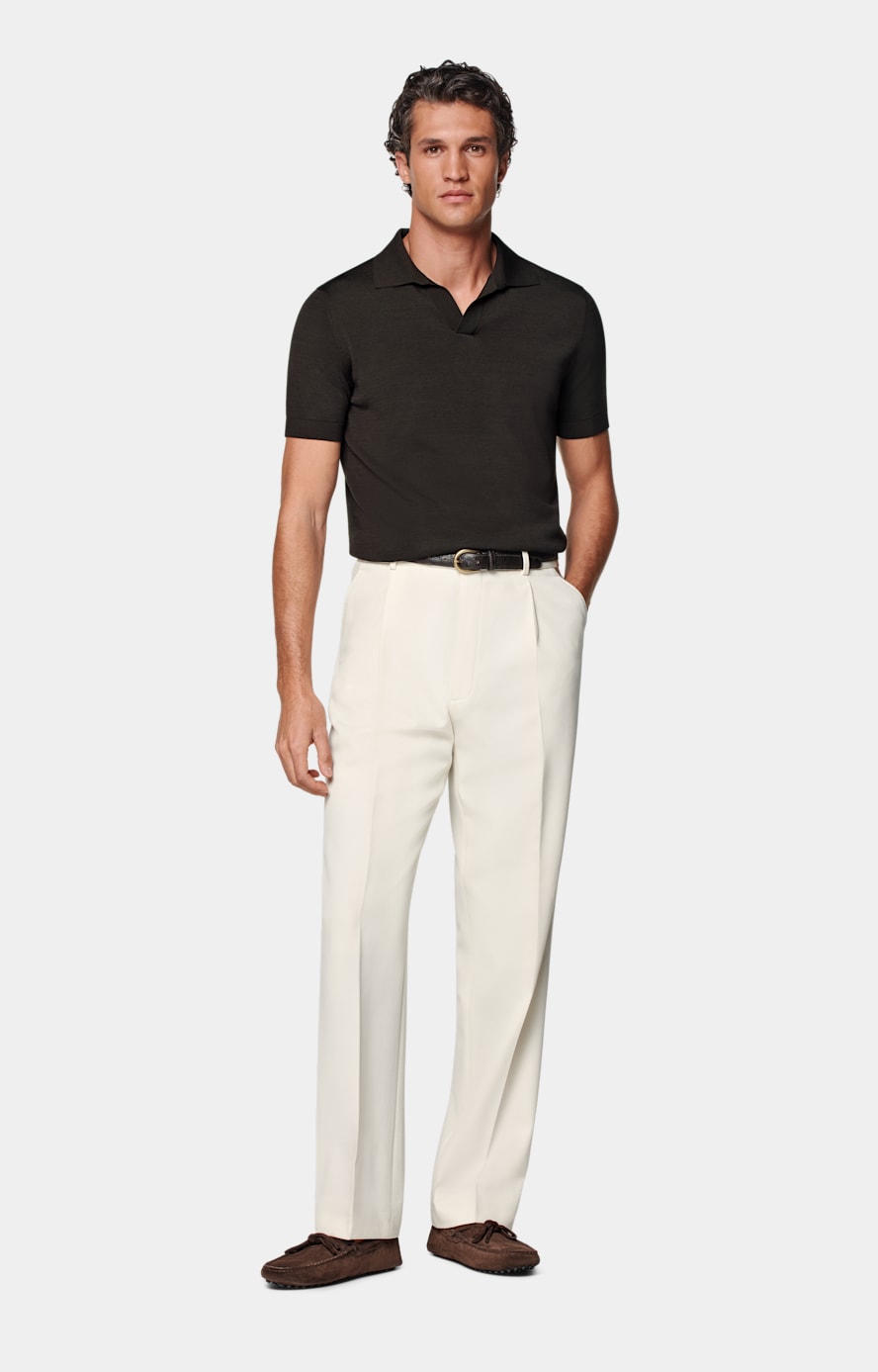 Dark Brown Buttonless Polo