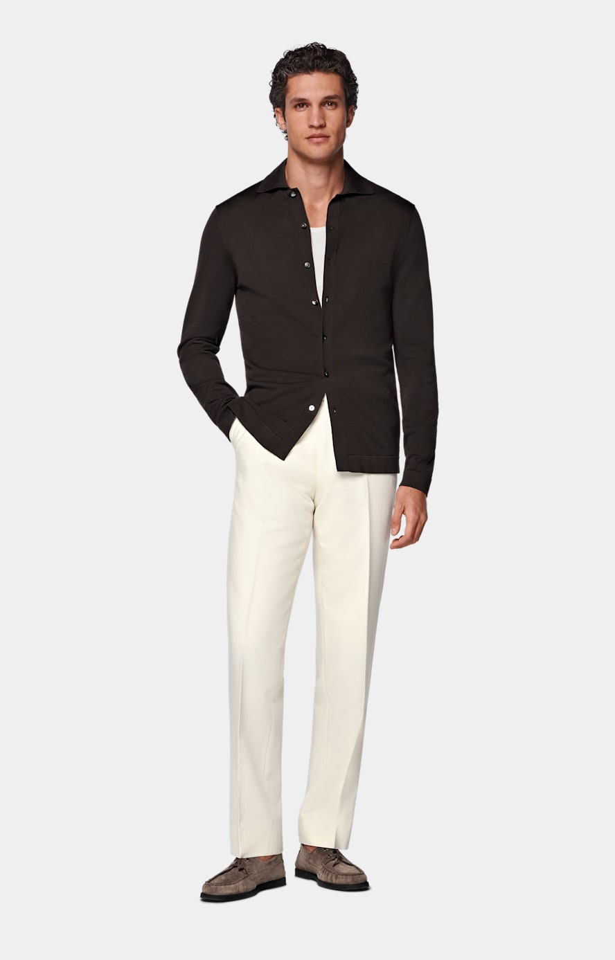 Polo-Cardigan dunkelbraun Langarm