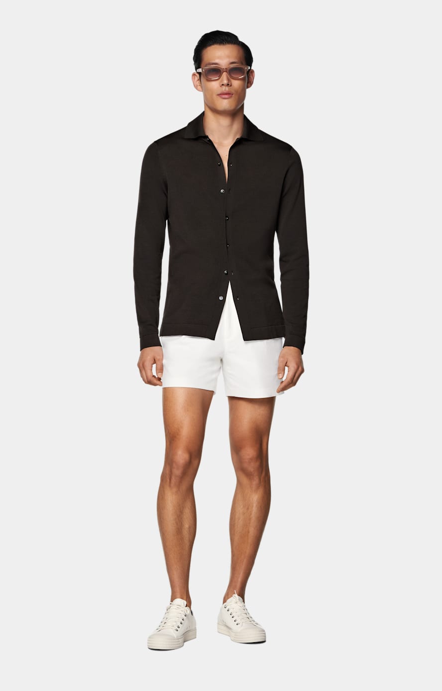 Polo-Cardigan dunkelbraun Langarm