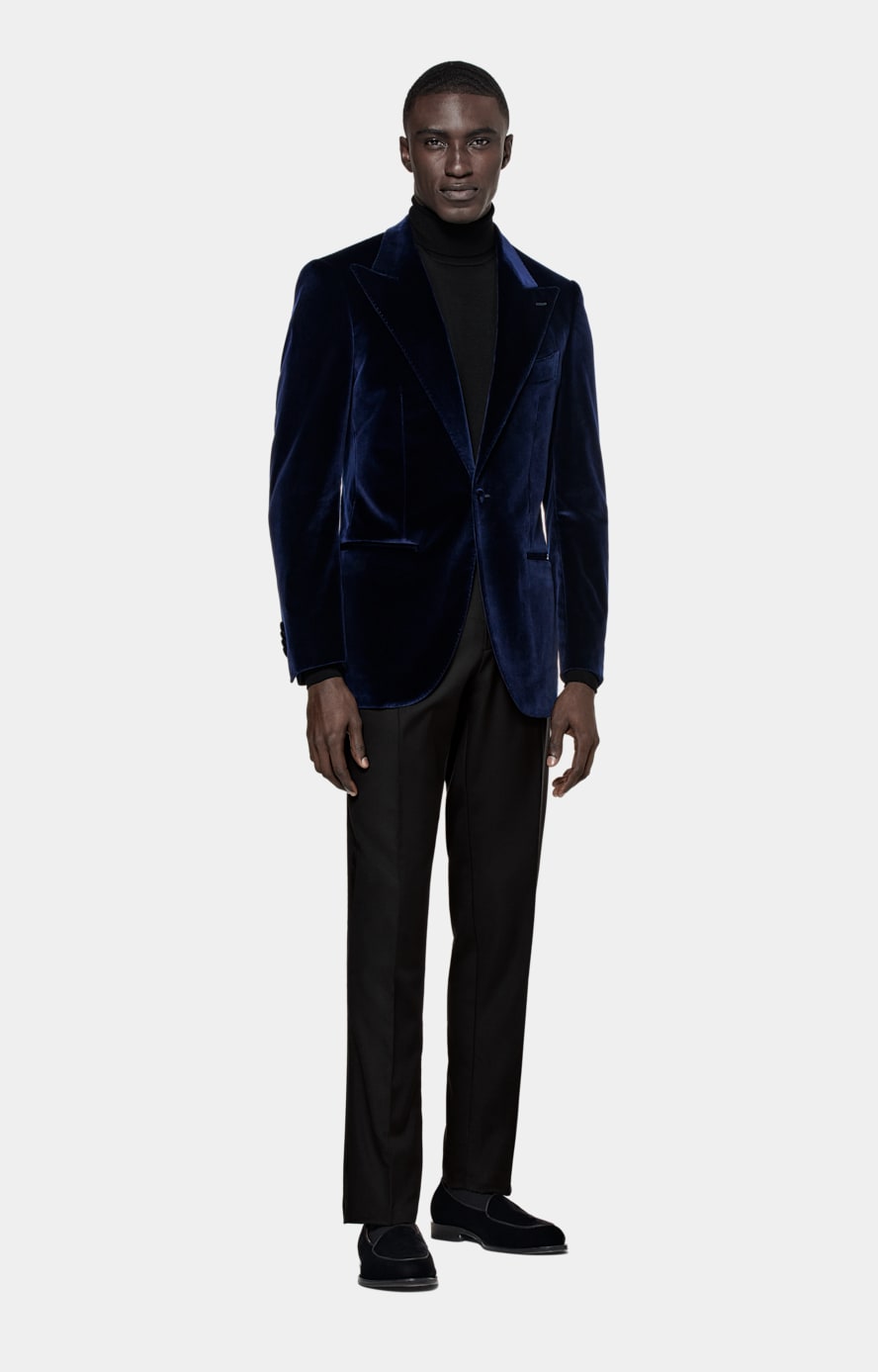 Black Slim Leg Straight Tuxedo Trousers