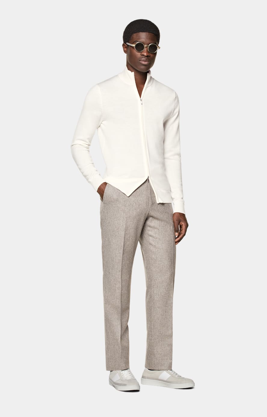 Off-White Merino Zip Cardigan