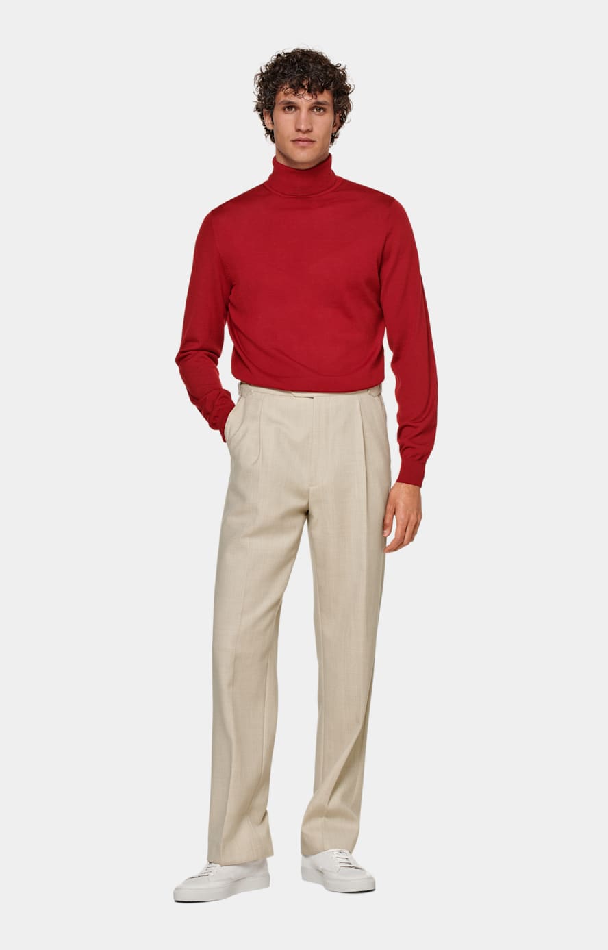 Red Merino Turtleneck in Pure Wool SUITSUPPLY SUITSUPPLY US