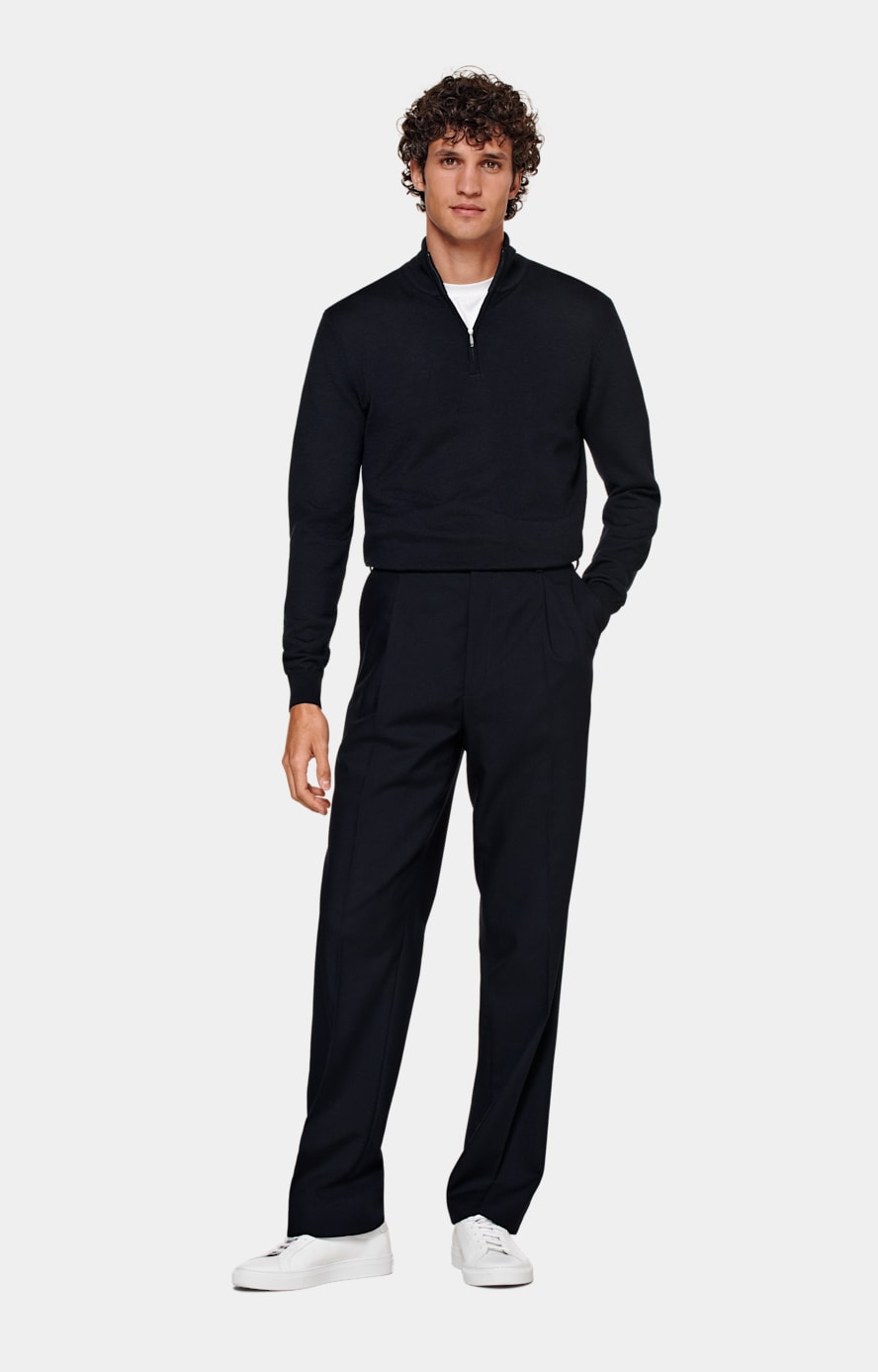 Navy Merino Half Zip