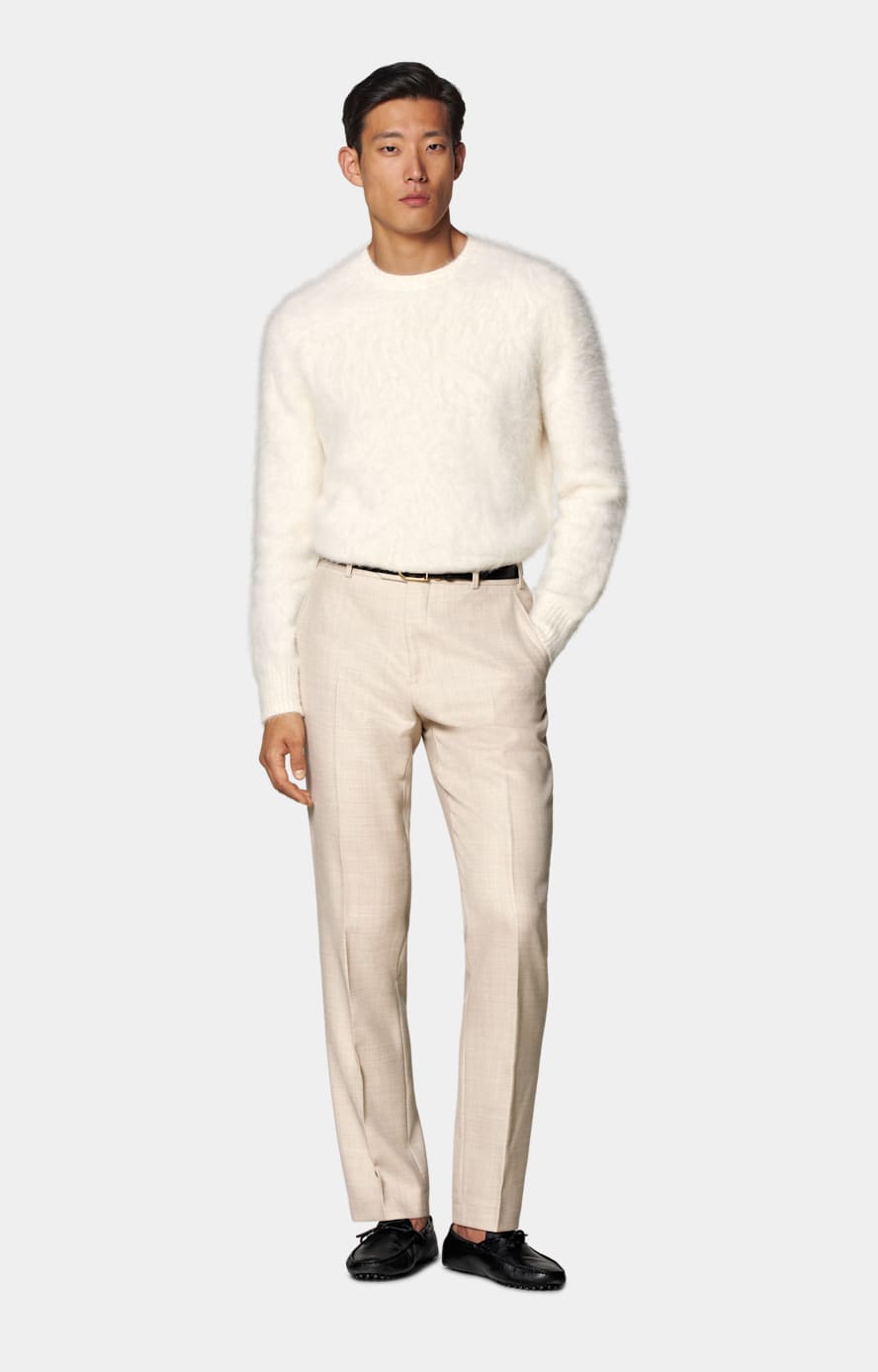 Off White Crewneck in Alpaca Nylon Spandex SUITSUPPLY SUITSUPPLY US