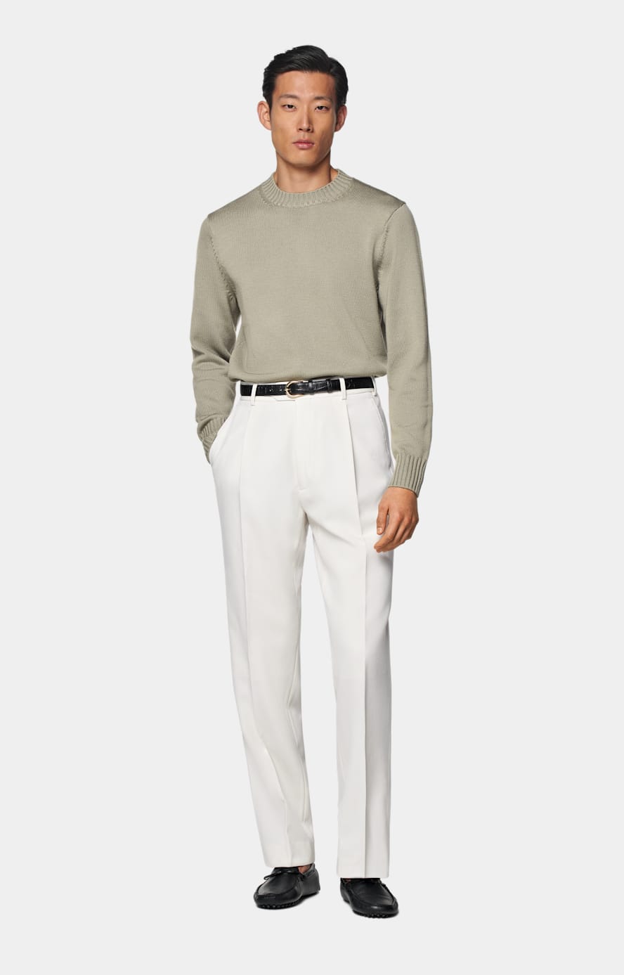 Mid Green Merino Crewneck