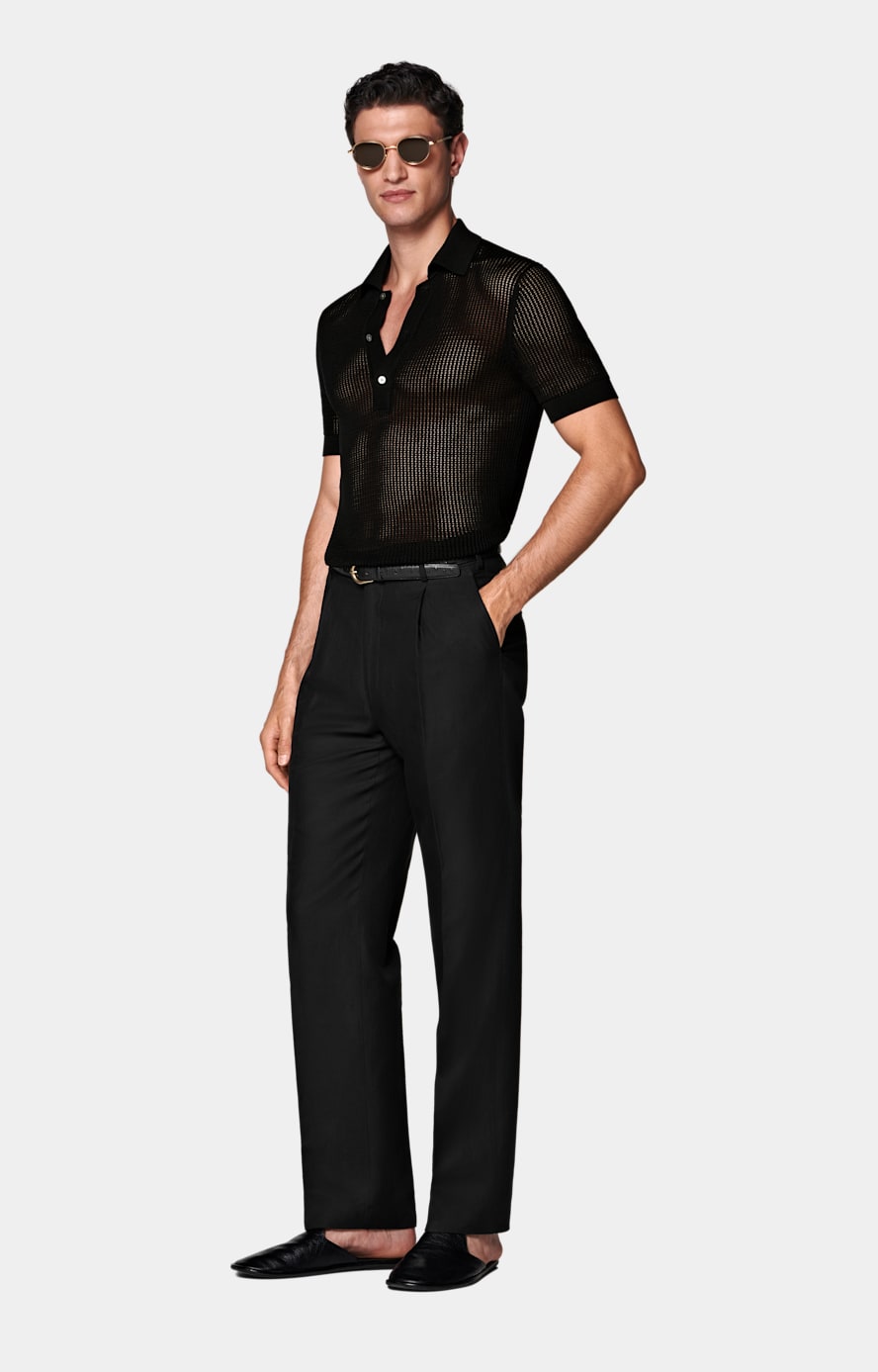 Black Crochet Polo