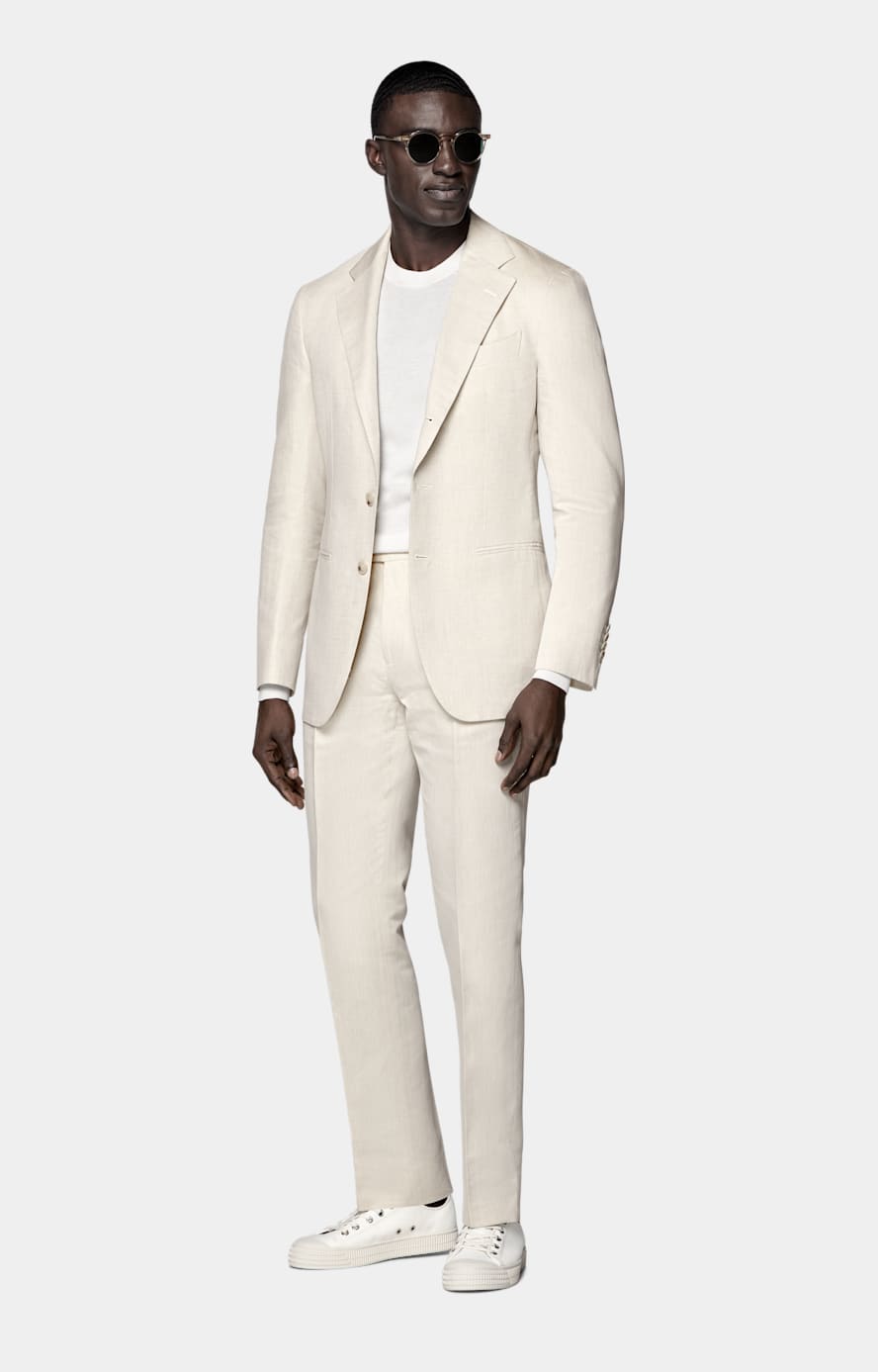 Sand Crochet Buttonless Polo in Californian Cotton Mulberry Silk SUITSUPPLY SUITSUPPLY US