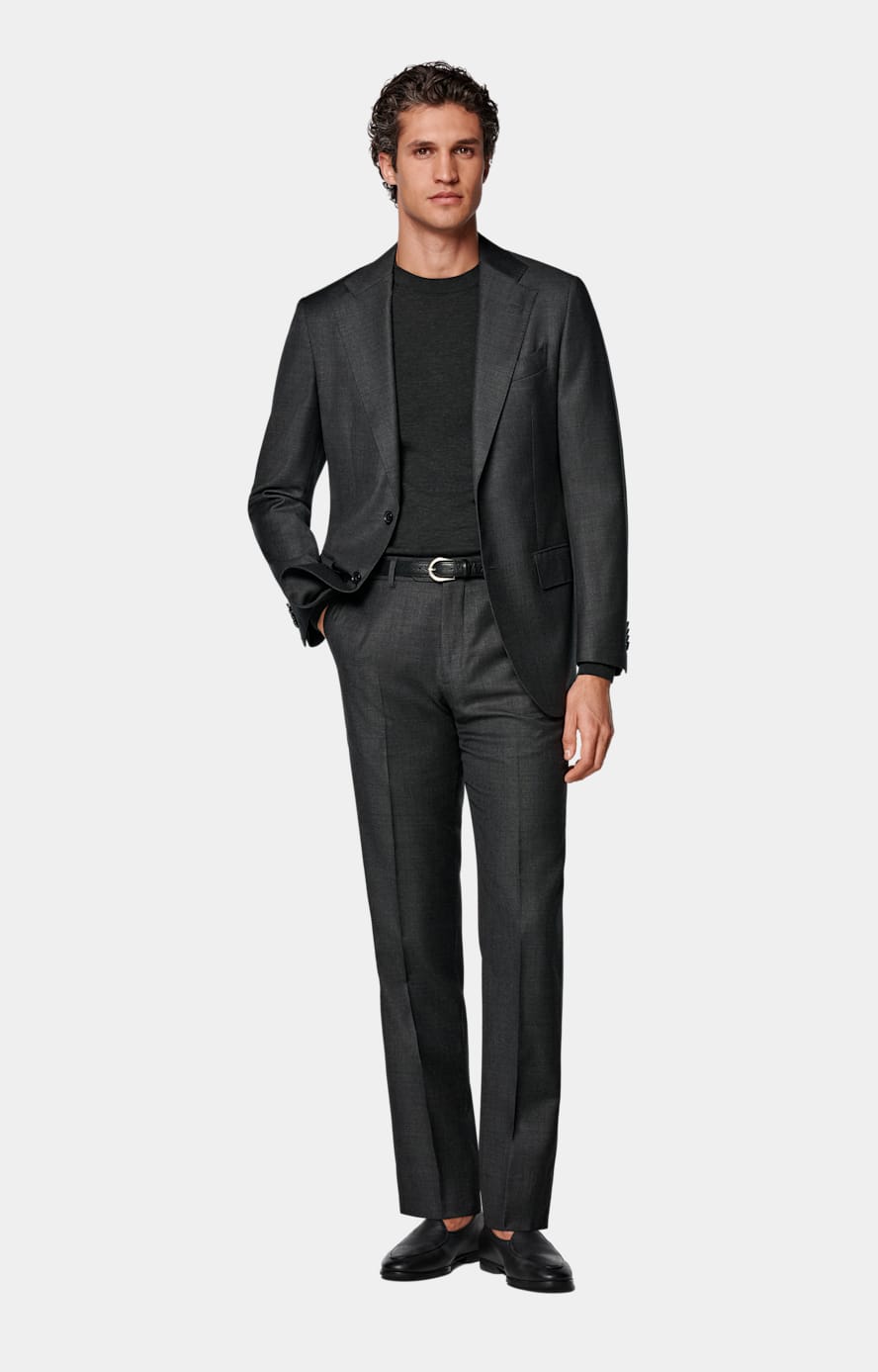Dark Grey Tailored Fit Havana Suit Jacket