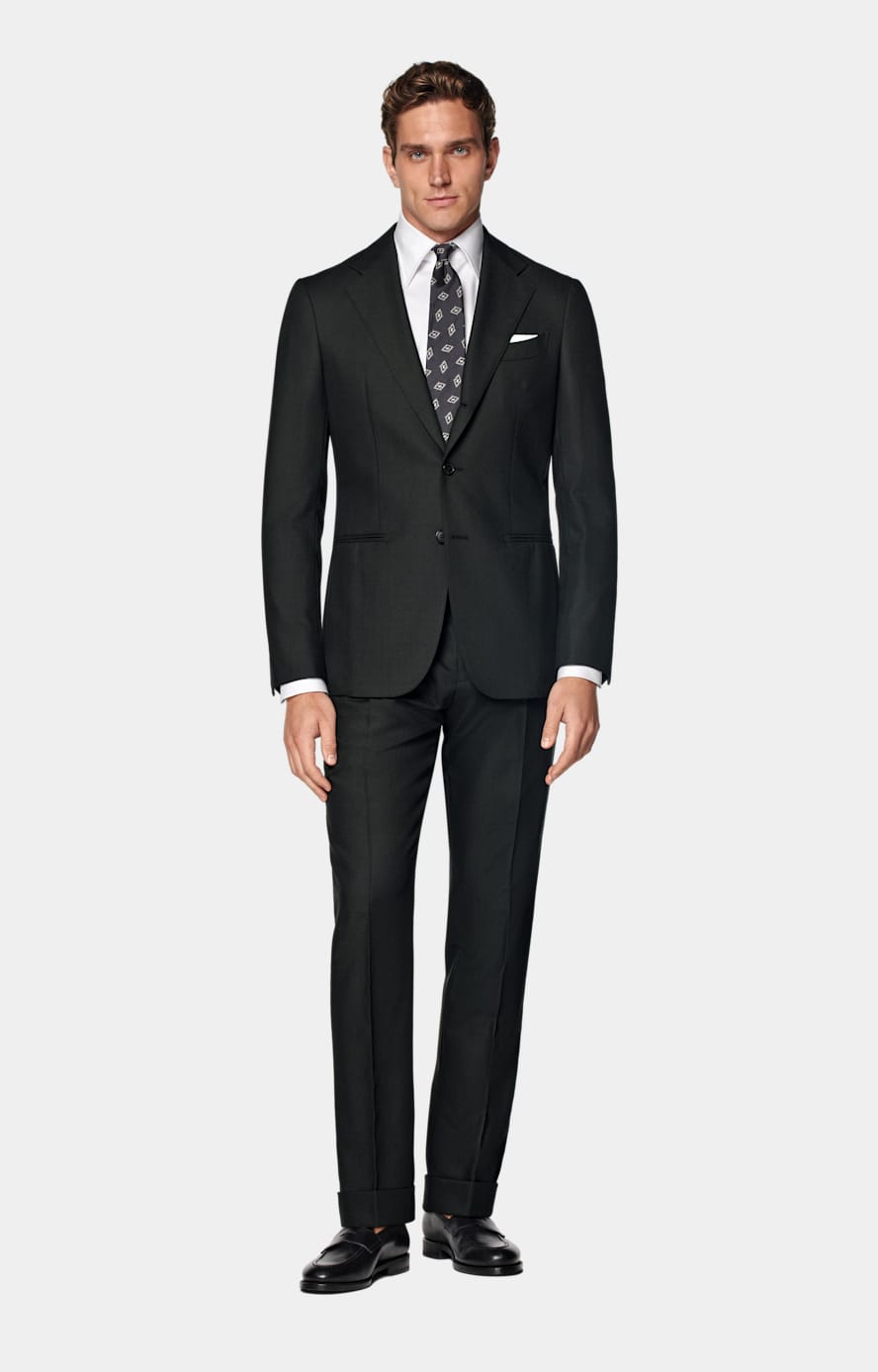 Dark Green Tailored Fit Havana Suit Jacket
