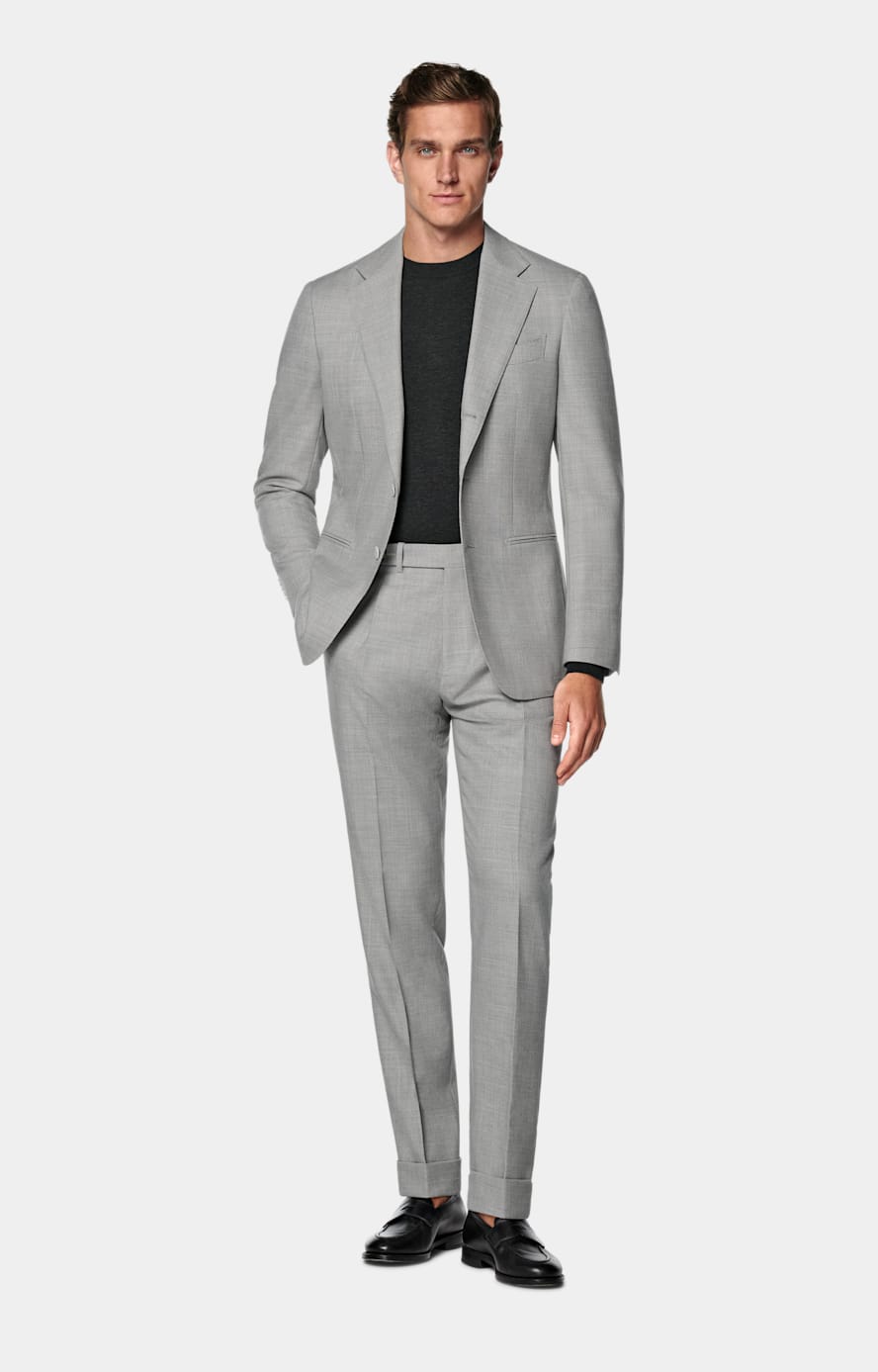 Light Grey Slim Leg Tapered Trousers