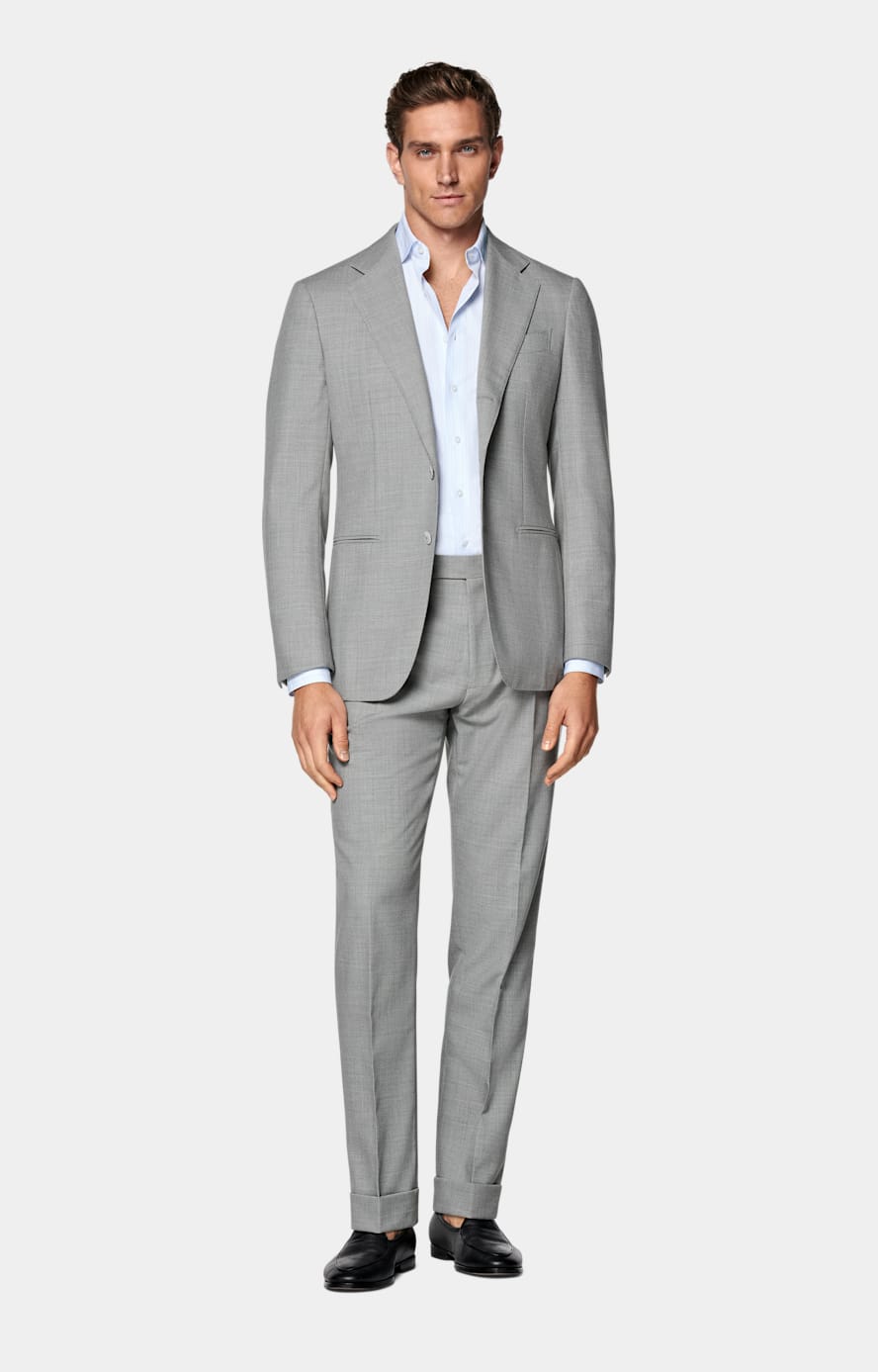 Light Grey Slim Leg Tapered Trousers