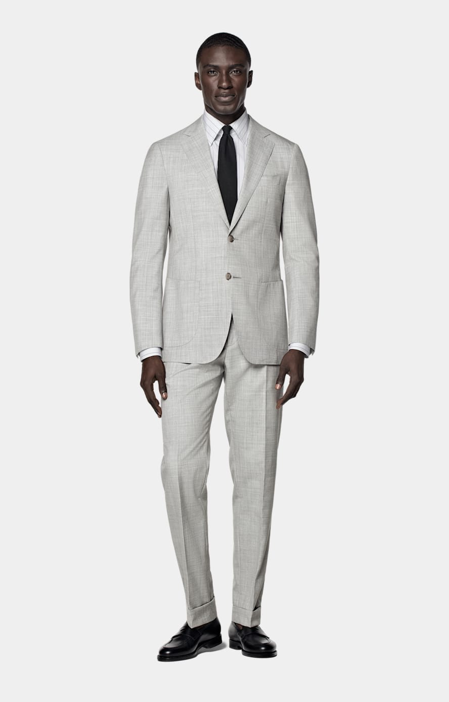 Light Grey Slim Leg Tapered Suit Trousers