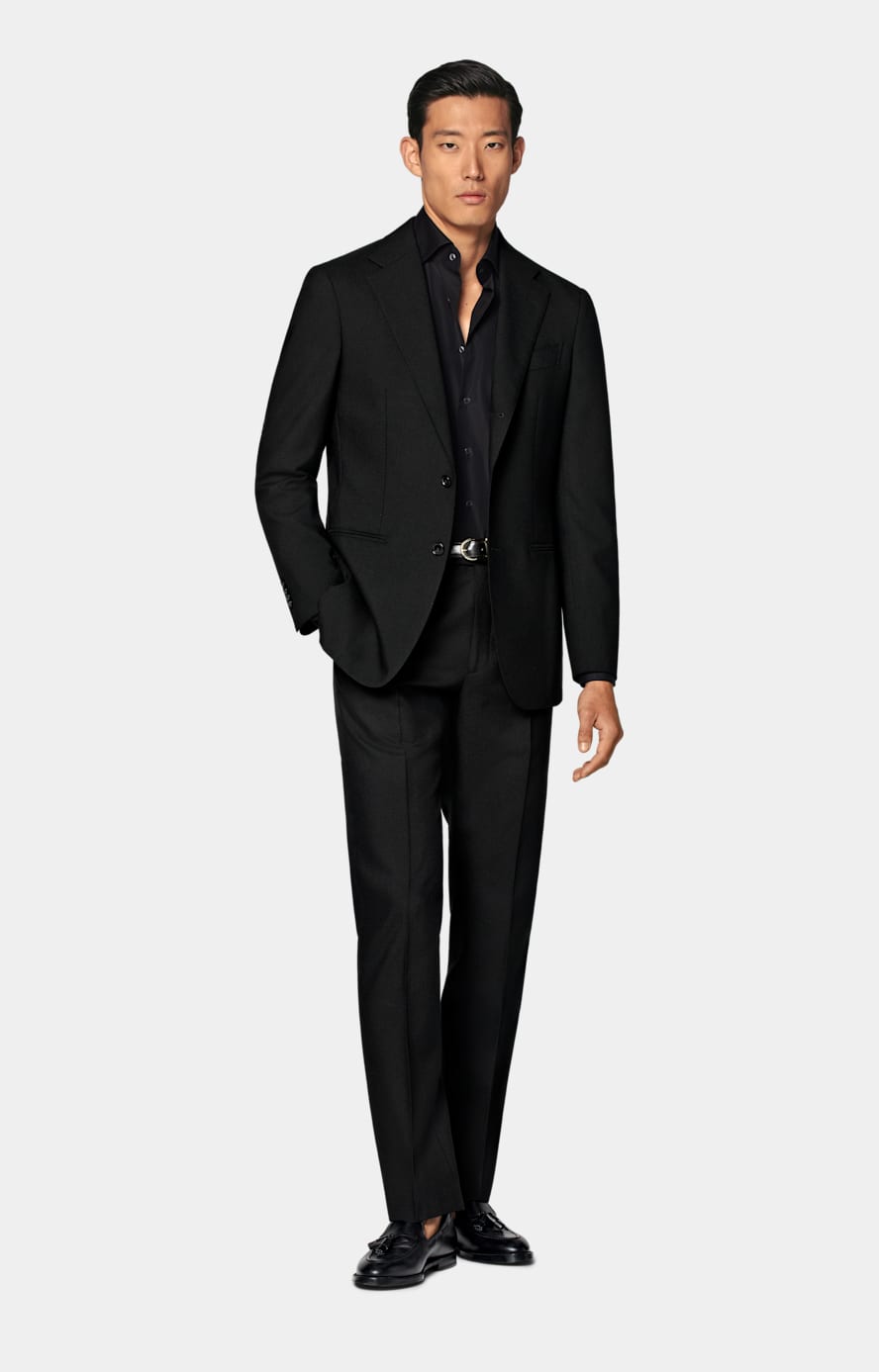 Camisa negra popelina corte Tailored