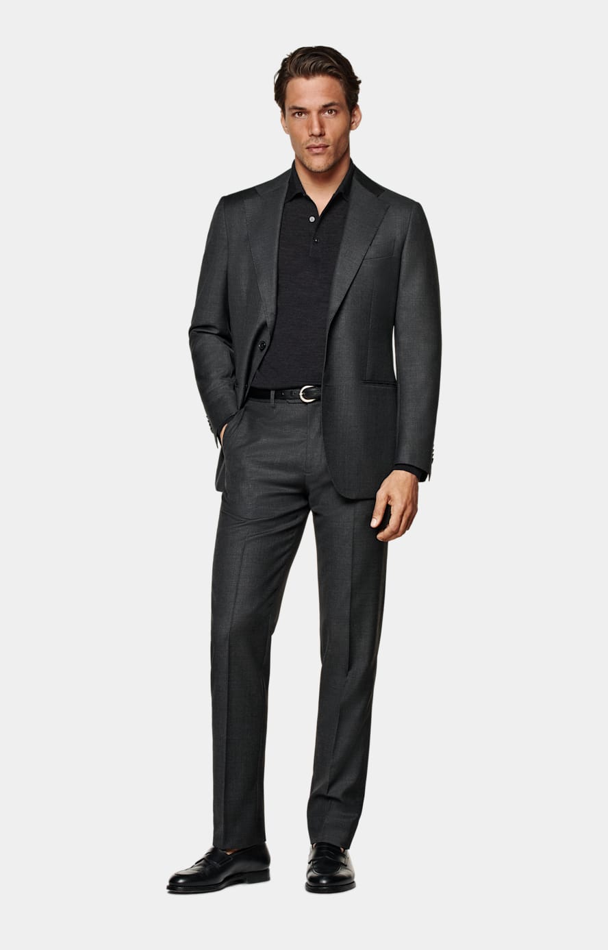 Dark Grey Tailored Fit Havana Suit Jacket